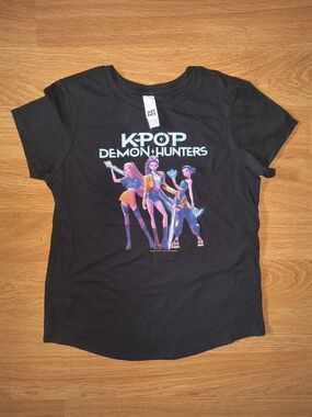 District Black K-POP Demon Hunters Graphic Tee with Multicolor Characters
